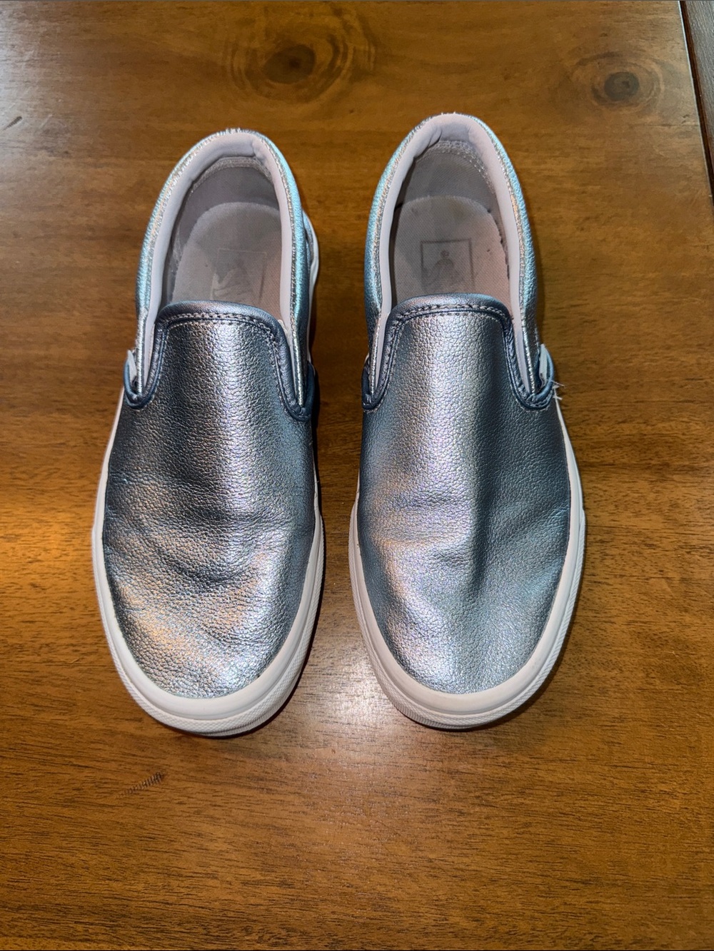 Womens Metallic Blue Slip-On Vans
